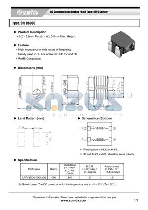 CPFC6D36 datasheet - DC Common Mode Chokes