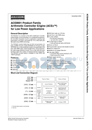 ACE8000EM8 datasheet - ACE8001 Product Family Arithmetic Controller Engine (ACEx) for Low Power Applications