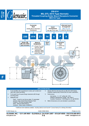 250-014Z114-6PY datasheet - Threaded Coupling Solder Mount Receptacle Connector