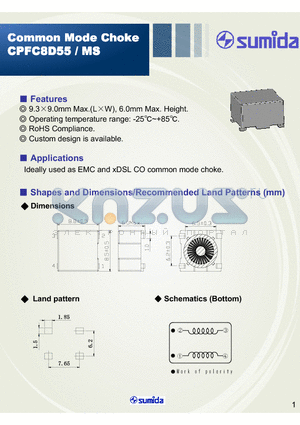 CPFC8D55 datasheet - Common Mode Choke