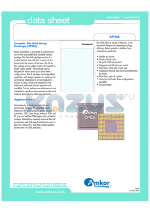 CPGA datasheet - Ceramic Pin Grid Array Package