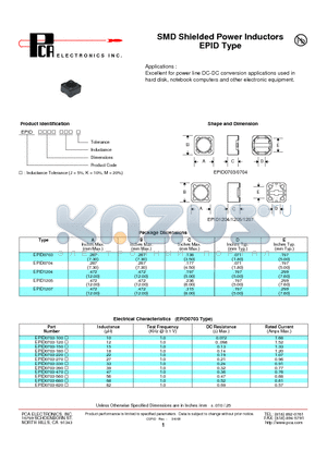 EPID0703 datasheet - SMD Shielded Power Inductors