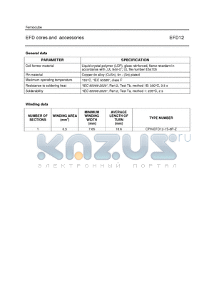 CPH-EFD12-1S-8P-Z datasheet - EFD cores and accessories