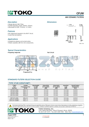 ACFJW-450BN1 datasheet - AM CERAMIC FILTERS