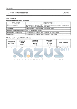 CPH-U10-1S-4P datasheet - U cores and accessories