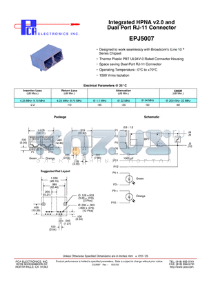 EPJ5007 datasheet - Integrated HPNA v2.0 and Dual Port RJ-11 Connector