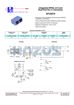EPJ5010 datasheet - Integrated HPNA v2.0 and Dual Port RJ-11 Connector