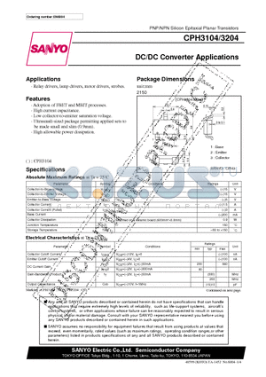 CPH3104 datasheet - DC/DC Converter Applications