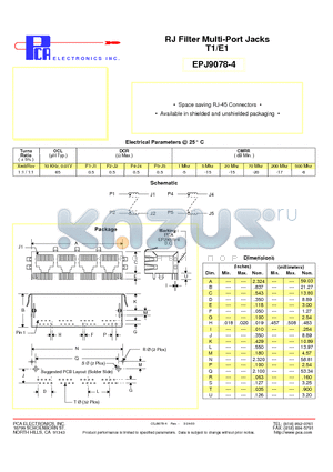 EPJ9078-4 datasheet - RJ Filter Multi-Port Jacks T1/E1