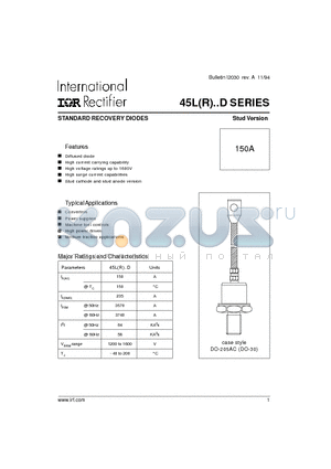 45LFR160D datasheet - STANDARD RECOVERY DIODES