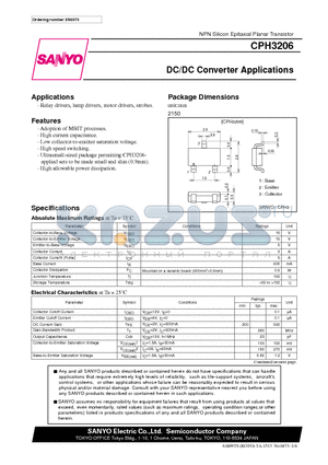 CPH3206 datasheet - DC/DC Converter Applications