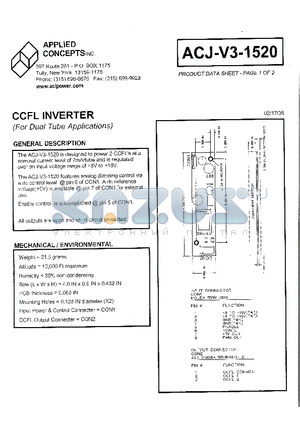 ACJ-V3-1520 datasheet - CCFL INVERTER