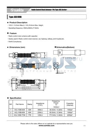 ACL100B-60K datasheet - Radio Control Clock Antenna