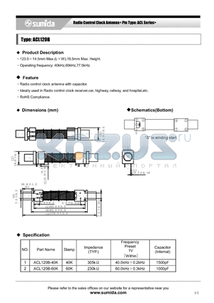 ACL120B datasheet - Radio Control Clock Antenna< Pin Type: ACL Series>