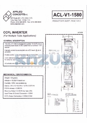 ACL-V1-1580 datasheet - CCFL INVERTER