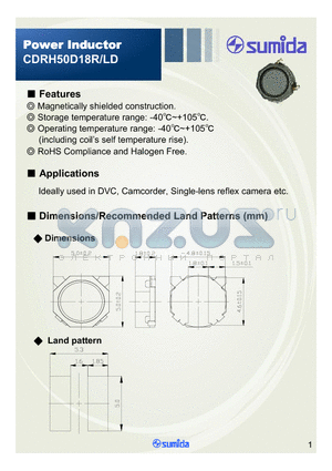 CDRH50D18RLDNP-220MC datasheet - Power Inductor