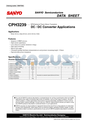 CPH3239 datasheet - DC / DC Converter Applications