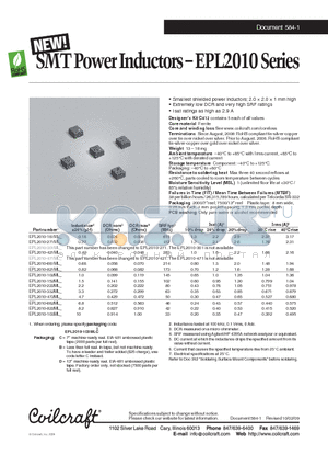 EPL2010-682ML datasheet - SMT Power Inductors