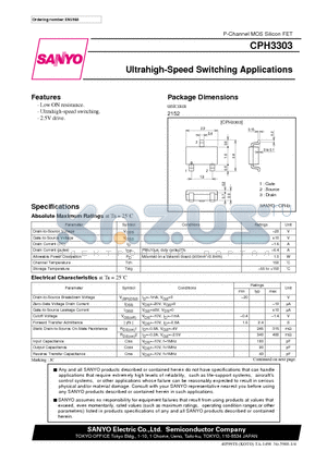 CPH3303 datasheet - Ultrahigh-Speed Switching Applications