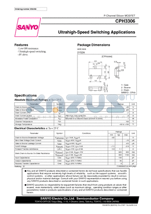 CPH3306 datasheet - Ultrahigh-Speed Switching Applications