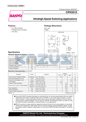 CPH3313 datasheet - Ultrahigh-Speed Switching Applications