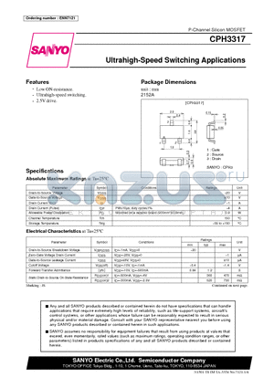 CPH3317 datasheet - Ultrahigh-Speed Switching Applications