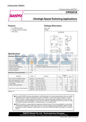 CPH3319 datasheet - Ultrahigh-Speed Switching Applications