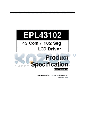EPL43102 datasheet - 43 Com / 102 Seg LCD Driver
