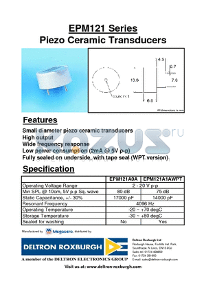 EPM121A0A datasheet - Piezo Ceramic Transducers