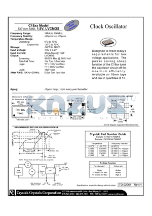 C1891 datasheet - 5X7 mm SMD, 1.8V, LVCMOS Clock Oscillator