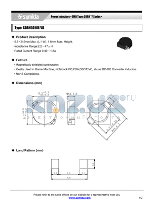 CDRH5D16F datasheet - Power Inductors