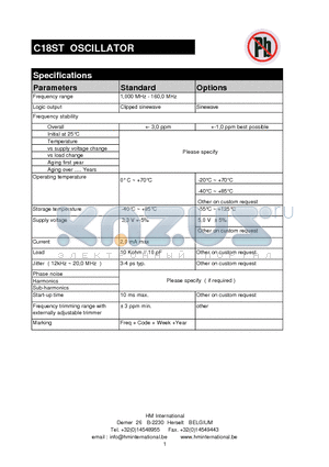 C18ST datasheet - OSCILLATOR