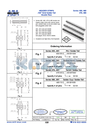 460-10-202-00-001000 datasheet - HEADER STRIPS .100 Grid Solder Tail Double Row