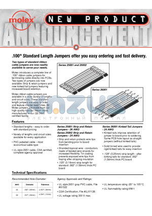 25002 datasheet - Strip and Retain Jumpers