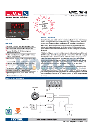 ACM20-5-AC1-R-C datasheet - Four-Function AC Power Meters