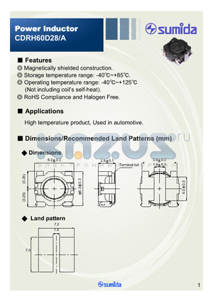 CDRH60D28A datasheet - Power Inductor