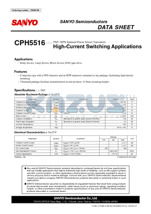 CPH5516 datasheet - High-Current Switching Applications