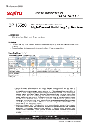 CPH5520 datasheet - High-Current Switching Applications