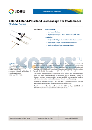 EPM605LL-250 datasheet - C-Band, L-Band, Pass Band Low Leakage PIN Photodiodes