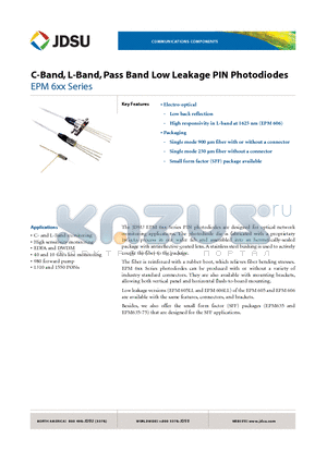 EPM606-250 datasheet - C-Band, L-Band, Pass Band Low Leakage PIN Photodiodes