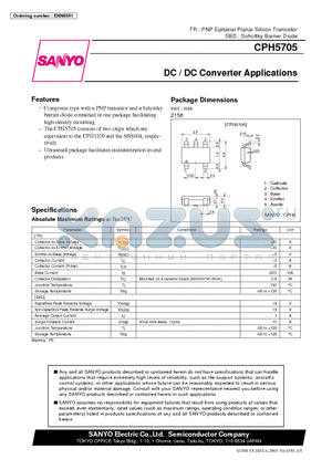 CPH5705 datasheet - DC / DC Converter Applications