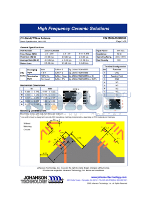 2500AT52M3555 datasheet - (Tri-Band) WiMax Antenna