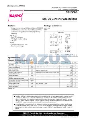 CPH5805 datasheet - DC / DC Converter Applications