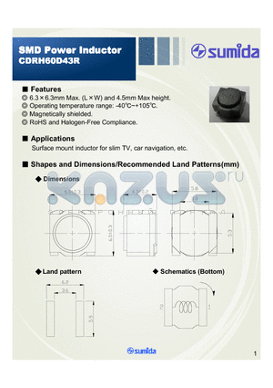 CDRH60D43RNP-151MC datasheet - SMD Power Inductor