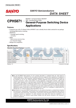 CPH5871 datasheet - General-Purpose Switching Device Applications