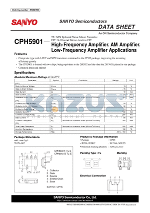 CPH5901F-TL-E datasheet - High-Frequency Amplifier. AM Amplifier. Low-Frequency Amplifier Applications
