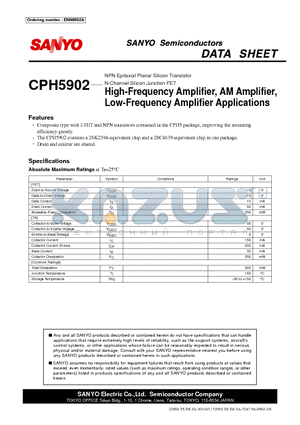 CPH5902 datasheet - High-Frequency Amplifier, AM Amplifier, Low-Frequency Amplifier Applications