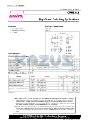 CPH6312 datasheet - High-Speed Switching Applications