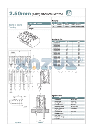 25032HS datasheet - 2.50mm PITCH CONNECTOR