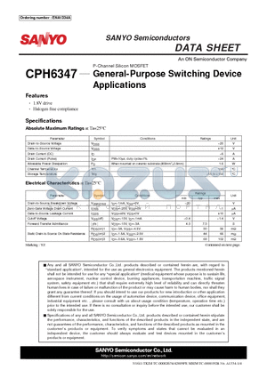 CPH6347 datasheet - General-Purpose Switching Device